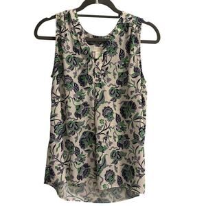 St. Tropez West Size Small Blue Green Floral Tank Top